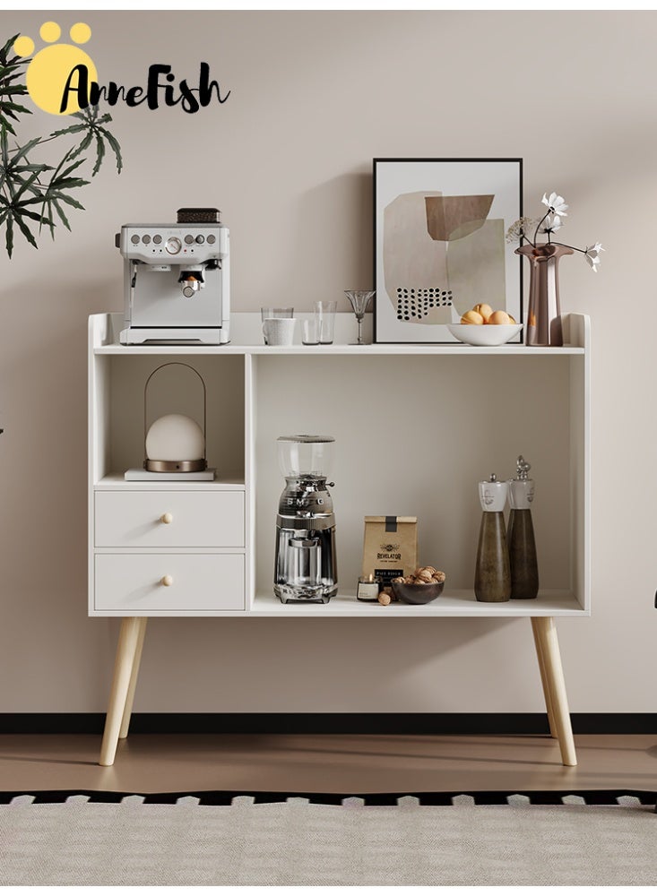 AnneFish 100*35*80cm Coffee Corner Home Kitchen Coffee Bar Cabinet Shelf With Drawers Display Cabinet Kitchen Bakers Rack Sideboard For Living Room, Bedroom Or Office - Image 2